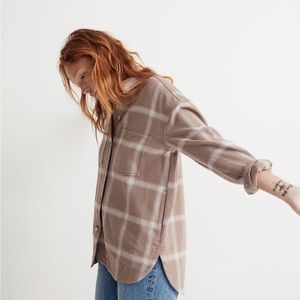NWT Madewell Flannel Kentwood Oversized Shirt-Jacket in Windowpane